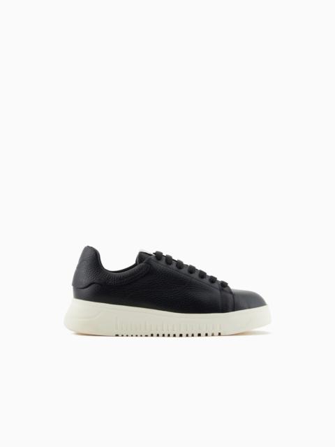 EMPORIO ARMANI Tumbled leather sneakers