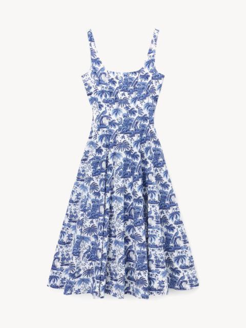STAUD STAUD WELLS DRESS | CHINA BLUE TOILE