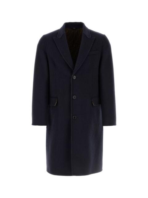 Fendi Man Navy Blue Wool Blend Coat