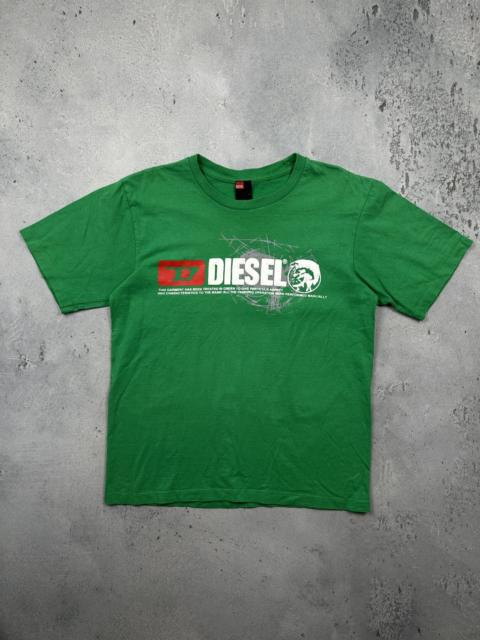 Diesel Vintage Diesel Y2K Green Graphic tee with Barbed Wire Print