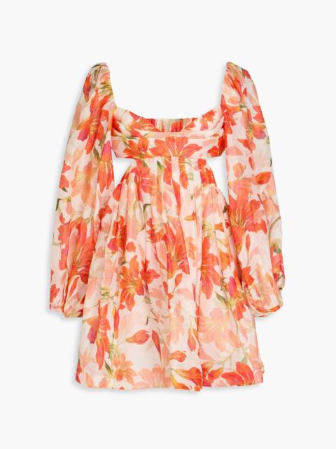Zimmermann Cutout floral-print linen and silk-blend mini dress