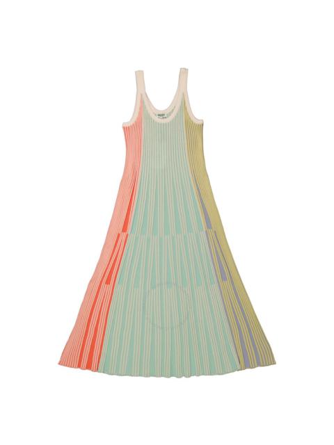 Kenzo Multicolor Pleated Scoop-Neck Midi Dress
