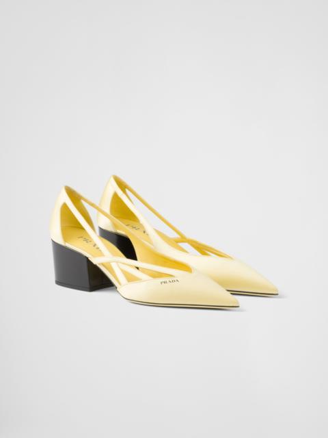 Satin cut-out pumps