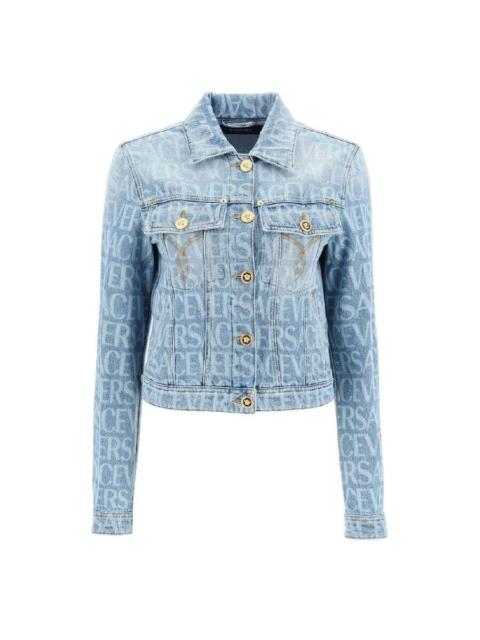VERSACE Versace Denim Long-Sleeve Cropped Jacket, Brand Size 36 ( US Size 0 )