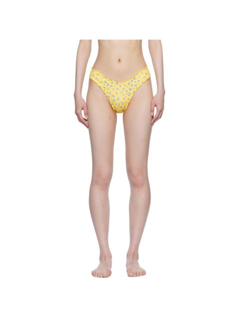 Frankies Bikinis Yellow Dalton Floral Micro Bikini Bottom