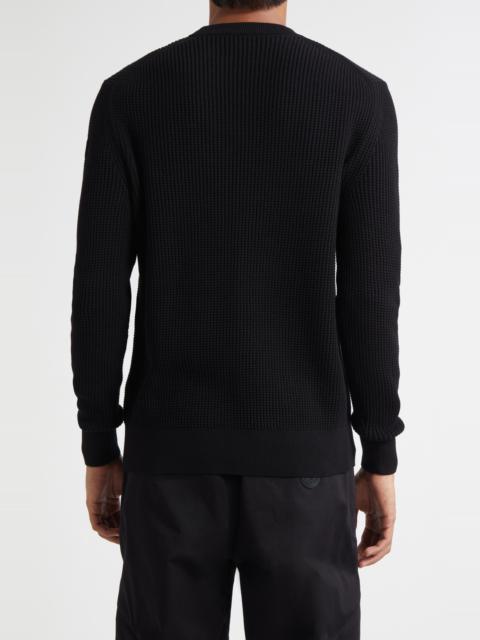 Moncler Moncler Waffle Stitch Crewneck Sweater in Black at Nordstrom