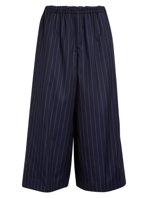 Comme Des Garçons Comme des Garçons Pinstripe Wool & Silk Blend Wide Leg Pants in Navy at Nordstrom