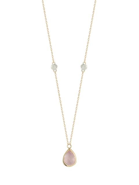 MATEO 14K Yellow Gold Topaz, Diamond Necklace pink