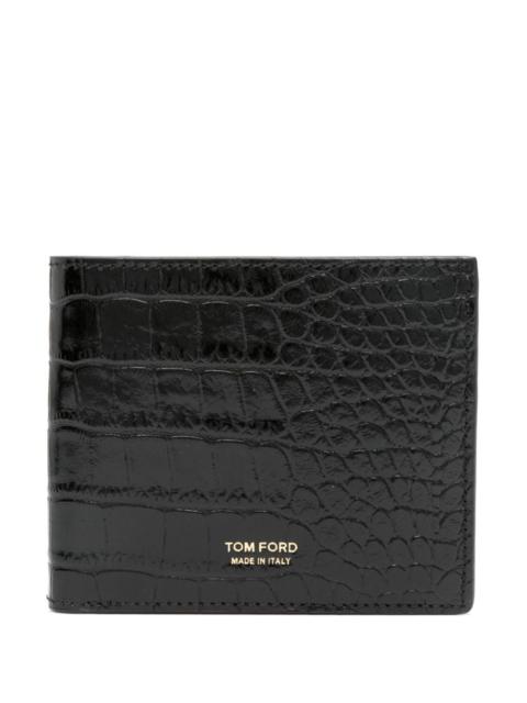 Shiny printed croc t line classic bifold wallet