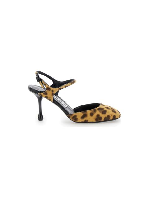 JIMMY CHOO 'pixie' Brown Pumps With High Sculpted Heel And All-over Leopard Print In Tech Fabric Woman