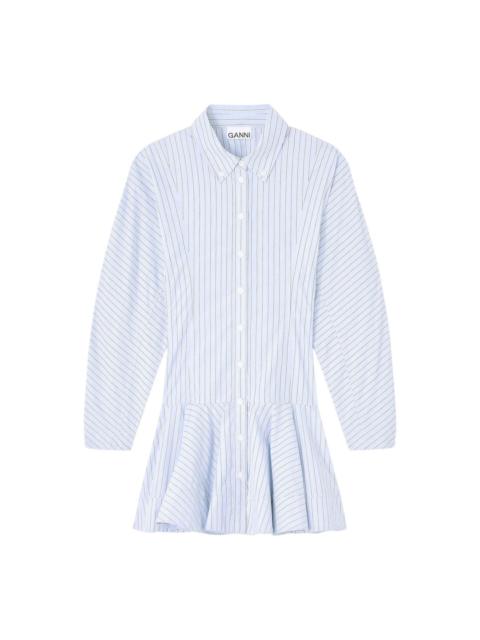 GANNI Stripe Cotton Buttoned Mini Dress