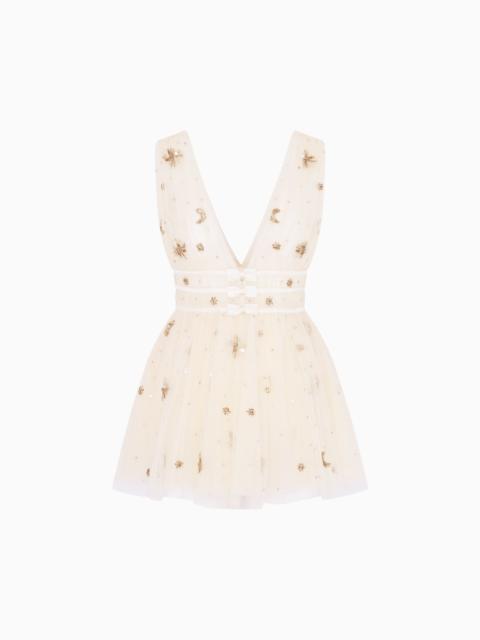 LoveShackFancy Lawton Celestial Embellished Tulle Mini Dress