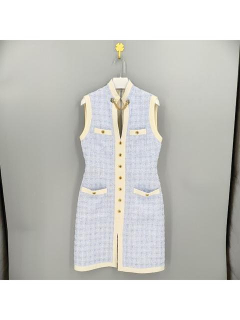 GUCCI Gucci light blue tweed woven dress in a Chanel-inspired style.