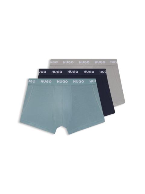 HUGO THREE-PACK TRUNKS WITH JACQUARD LOGO WAISTBAND