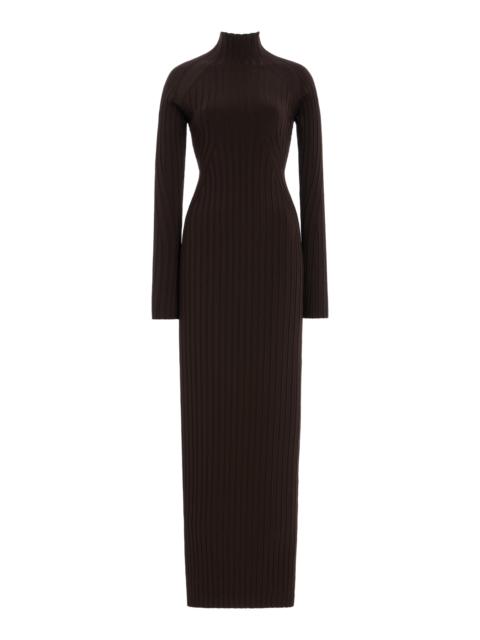 HIGH SPORT Alice Ribbed-Knit Maxi Dress black
