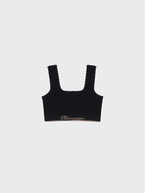 Blumarine KNITTED CROPPED TOP WITH LOGO