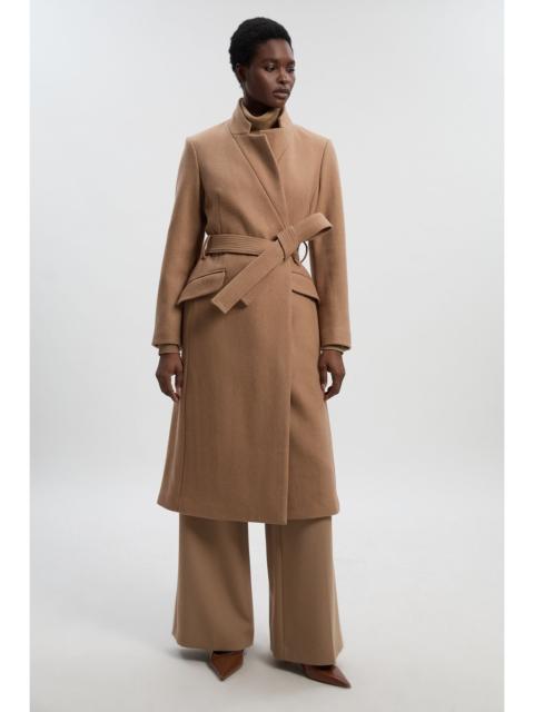 KAREN MILLEN Wool Investment Notch Neck Tailored Midi Coat