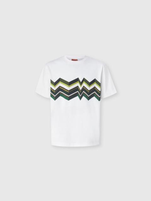 Missoni Crew-neck cotton T-shirt with irregular zigzag print