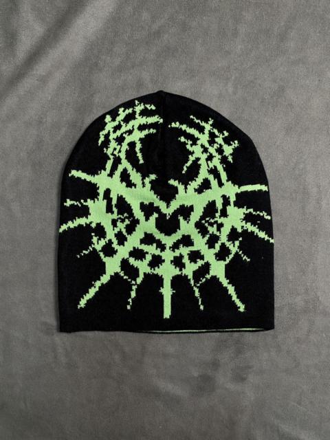 Other Designers Japanese Brand - Rare Y2k Gothic Spider Graphic No Cuff Knit Black Beanie OS
