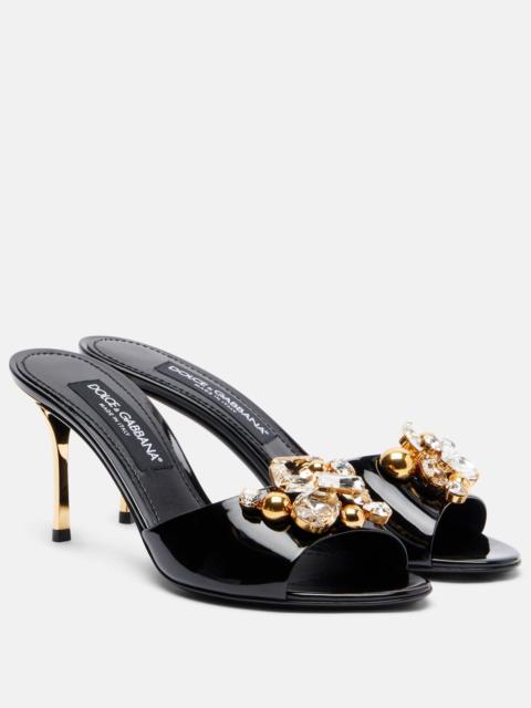 Dolce & Gabbana Embellished patent leather mules