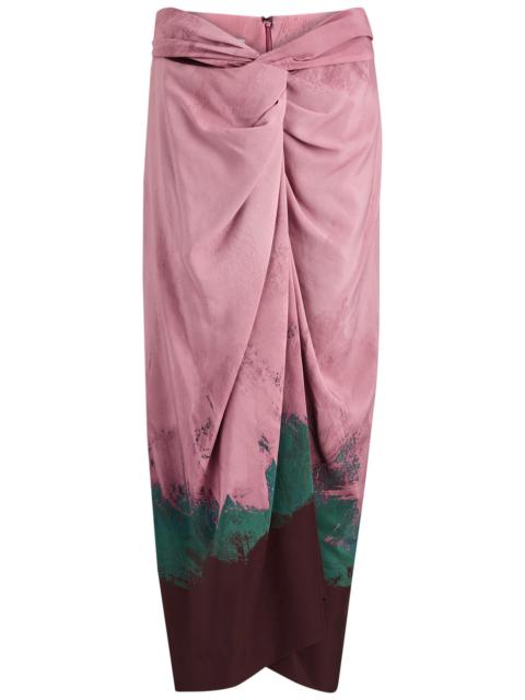 Dries Van Noten Sidras Printed Stretch-silk Midi Skirt