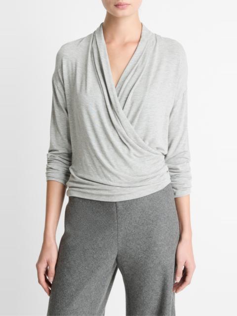 Vince Vince Draped Faux Wrap Top in Heather Pale Grey at Nordstrom