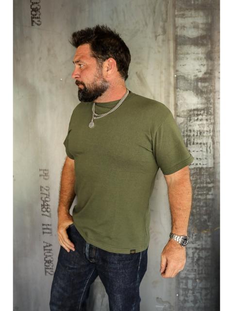 Iron Heart 6.5OZ LOOPWHEEL CREW NECK T-SHIRT WITH LONGER BODY - OLIVE IHT-1610L-OLV