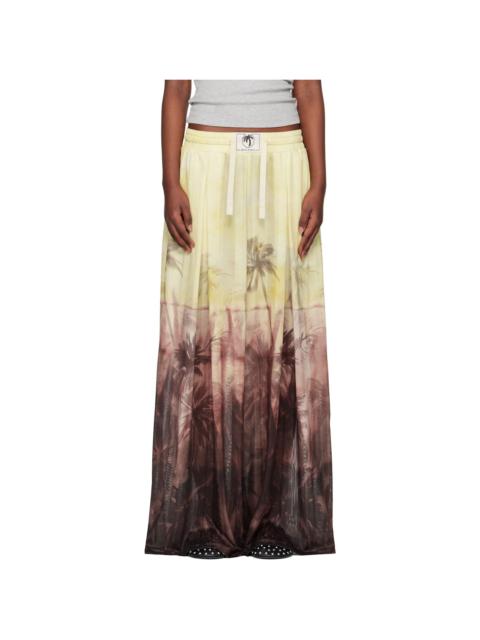 Palm Angels Yellow & Brown Sunset Palms Mesh Trousers