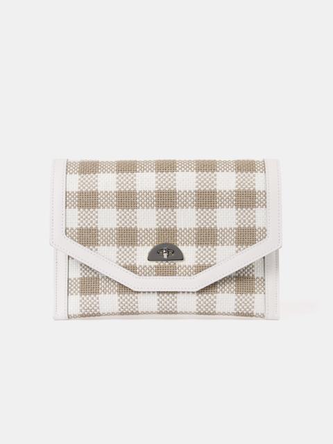 Cambridge Satchel The Twist Lock Pouch - Taupe Plaid & Brilliant White