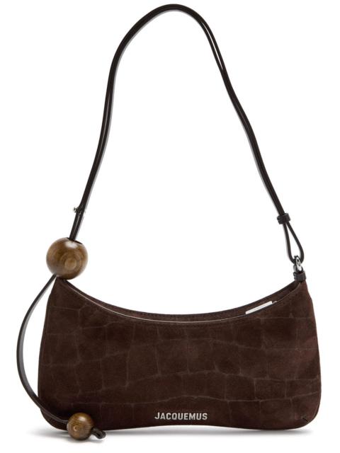 JACQUEMUS Jacquemus Le Bisou Perle Crocodile-effect Suede Shoulder bag