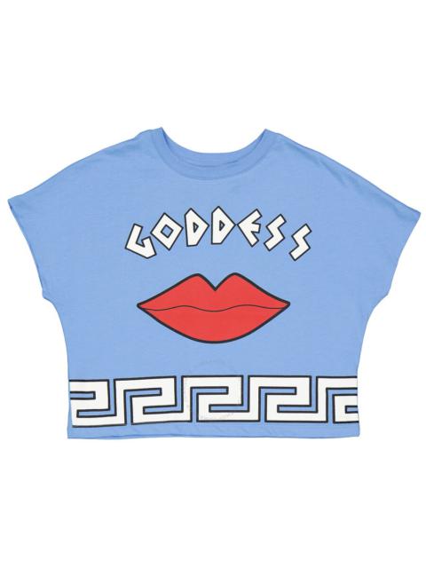 Other Designers Yazbukey Ladies T-Shirt Light Blue Goddess Croptop Cotton
