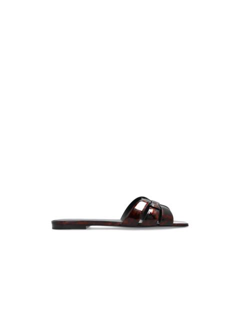 SAINT LAURENT SAINT LAURENT Tribute Brown Patent Leather Mules New & Authe