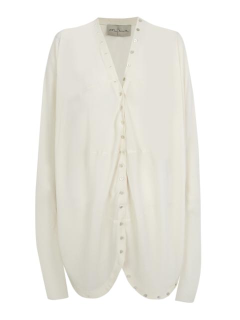 cortana Piano Silk Button-Down Shirt ivory