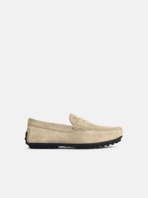 Tod's 'CITY GOMMINO' BEIGE SUEDE LOAFERS