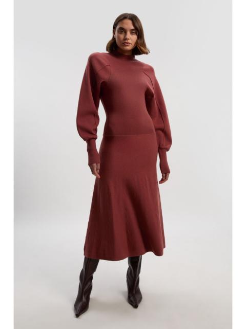 KAREN MILLEN Wool Look Rounded Sleeve Knit Midi Dress