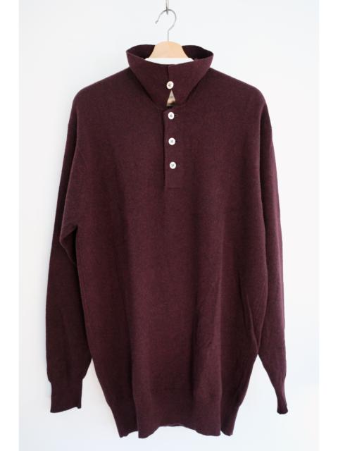 Early Era [1984-91] Wool Oversized Collar-Stand Knit Polo