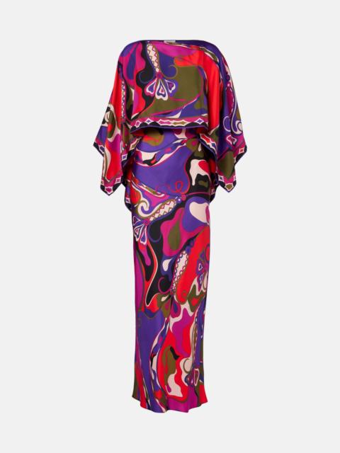 PUCCI Orchidee silk slip dress and cape set