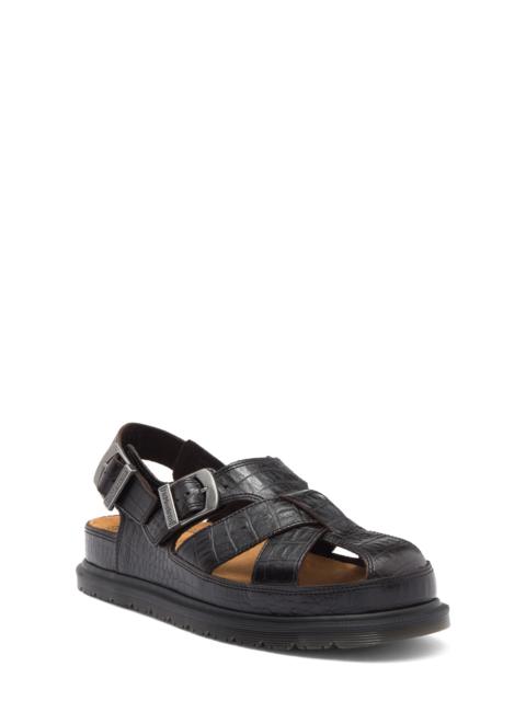 Dr. Martens Dr. Martens Archive Fisherman Sandal in Dark Brown Aniline Croc Emboss at Nordstrom