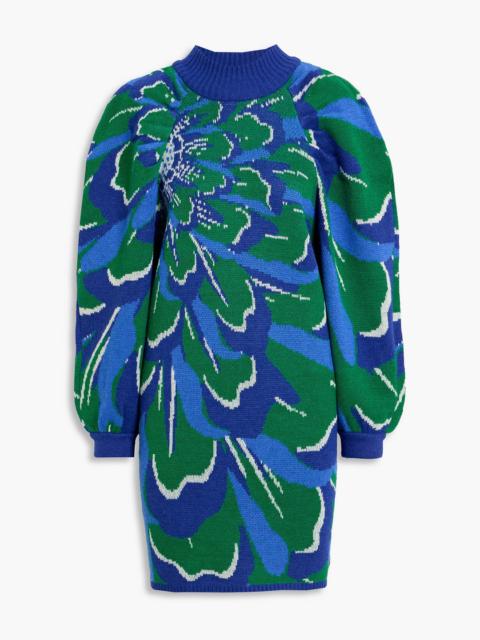 FARM RIO Jacquard-knit mini dress