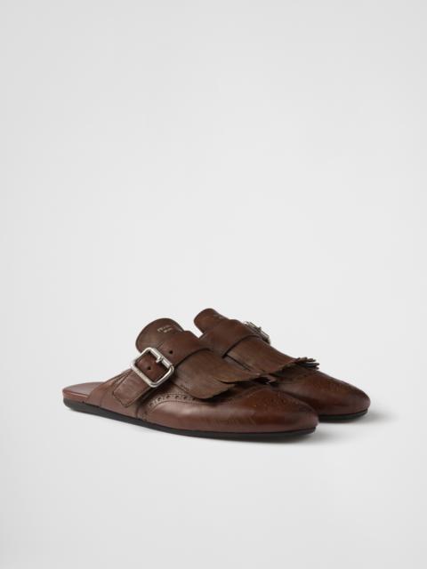 Prada Shuffle fringed leather mules