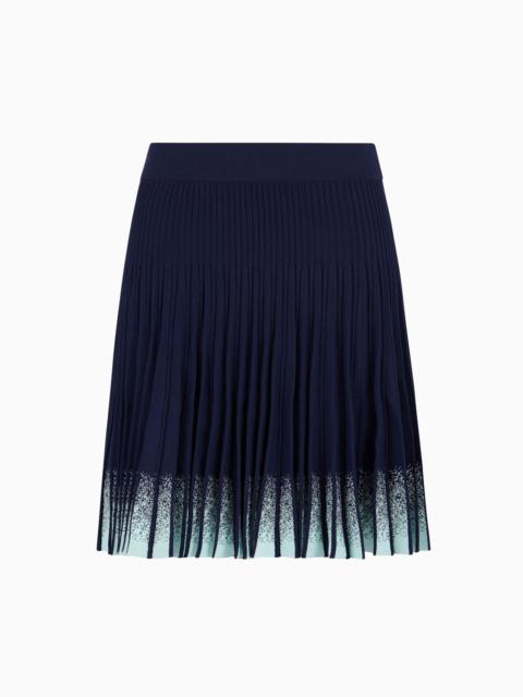 EMPORIO ARMANI Pleated knit skirt with gradient ribbing