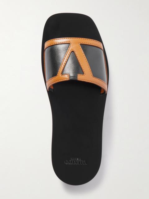 Valentino Viva Superstar Appliquéd Two-tone Leather Slides
