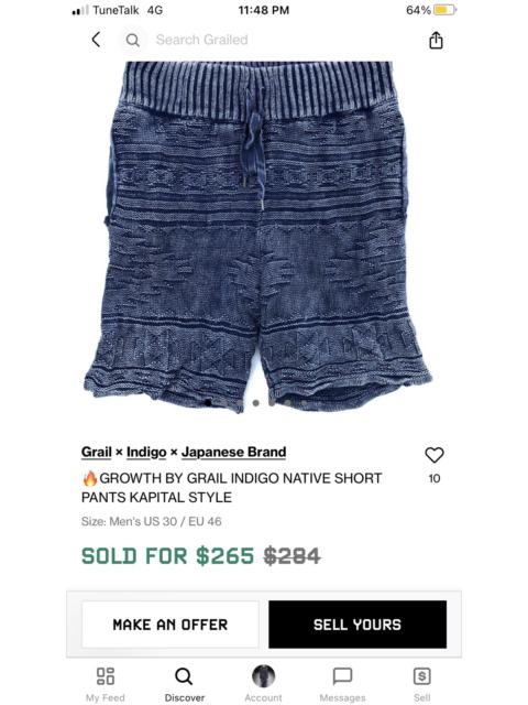 Other Designers Grail - 🔥GROWTH BY GRAIL INDIGO NATIVE SHORT PANTS KAPITAL STYLE