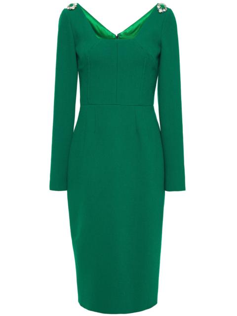 Dolce & Gabbana Crystal-embellished wool-blend crepe midi dress