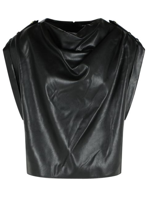 Balmain Balmain Draped Top In Black Eco-Leather Women