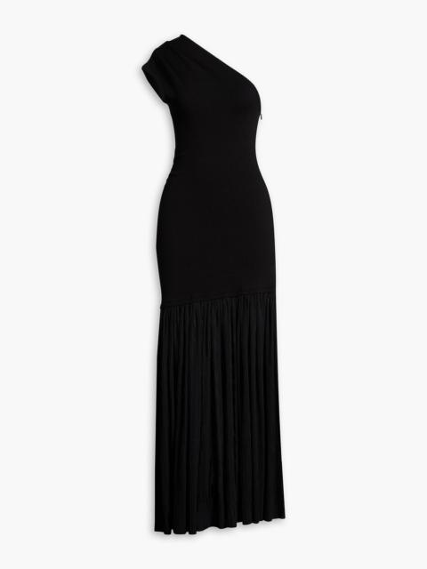 Proenza Schouler Cora one-shoulder stretch-knit and pleated crepon maxi dress