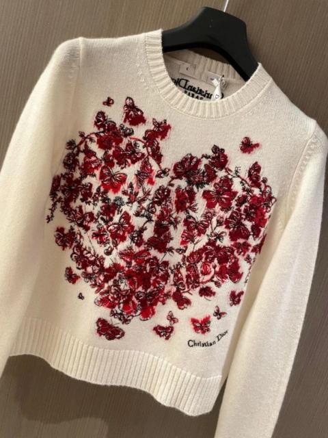 Dior Dior 24SS embroidered red butterfly cashmere sweater