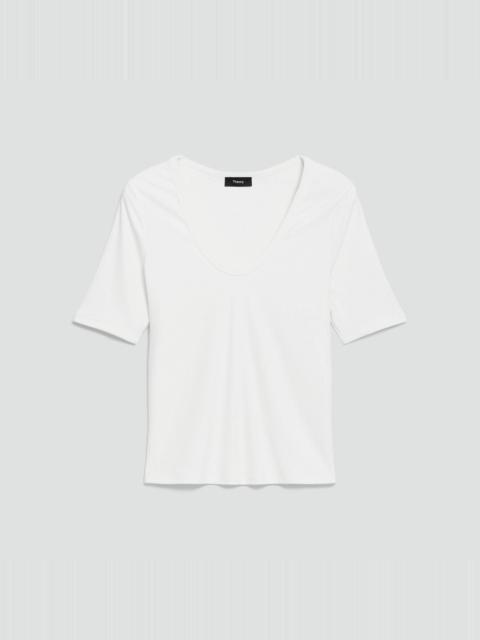 Theory U-Neck Tee in Stretch Rib