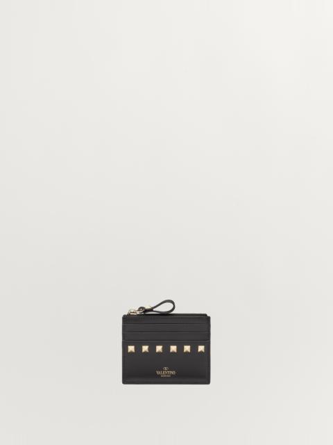 Valentino ROCKSTUD CALFSKIN CARDHOLDER WITH ZIPPER