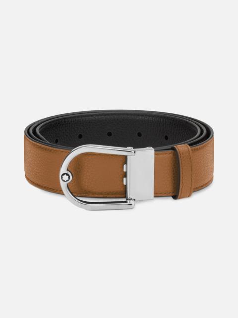Montblanc Montblanc Horseshoe Buckle Grainy 35mm Reversible Leather Belt